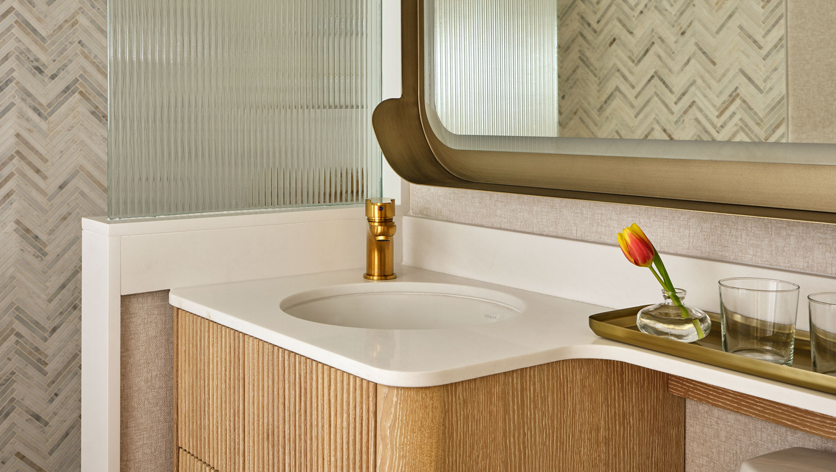 bathroom sink and shower at 70 Park Ave